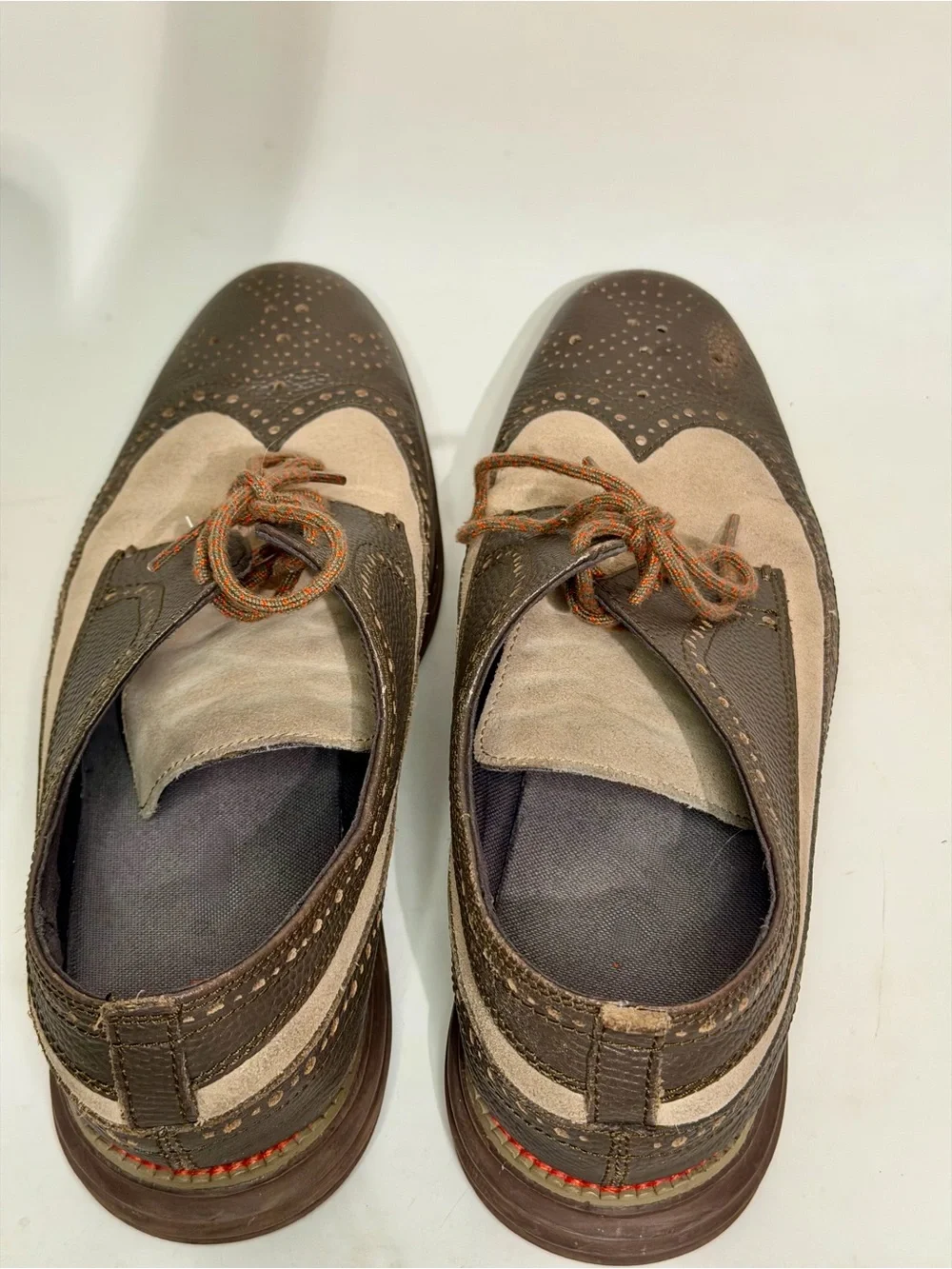 COLE HAAN Men’s 9.5 OriginalGrand Short Wingtip Oxford Men's Brown Dress Shoes